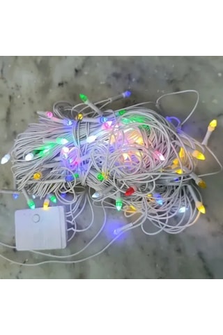 10m 100 Led Damla Uçlu Kırmızı Işık Şeffaf Kablo Çok Renkli
