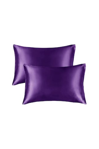 Saten Yastık Kılıfı, Queen Size, Kıvırcık Saçlar, İpeksi Yapı King 50x90 , Lavanta Abanoz
