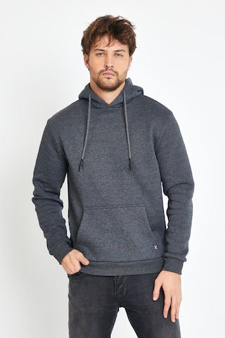 Erkek Kapüşonlu Kanguru Cep 3 İplik Sweatshirt Antrasit