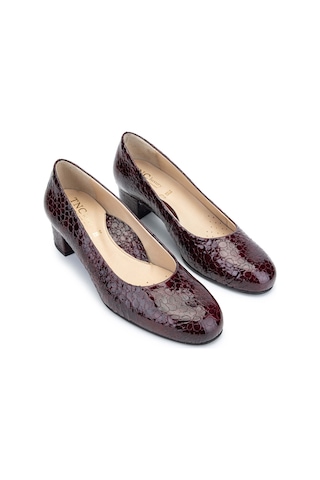 Relax Anatomic Kadın Hakiki Deri Bordo Rugan Comfort Ayakkabı 611 H40000-92 Bn Ayk Y24 Croco Oslo Bordo