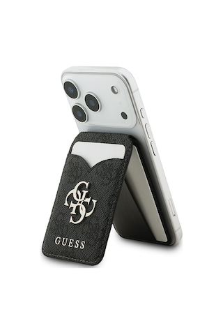 Guess Aynalı Magnetik Kartlık Metal Büyük 4g Logolu Ve Standlı Siyah