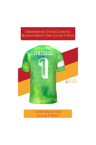 Gsstore Galatasaray Lisanslı Muslera Match Day Çocuk T-shirt Kişiye Özel Ahşap Kutulu Yeşil