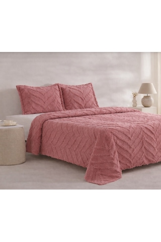 Alya -decorose- 3 Parça Şönil Sakallı Çift Kişilik Pike Yatak Örtüsü Seti 240x250 Gül Kurusu