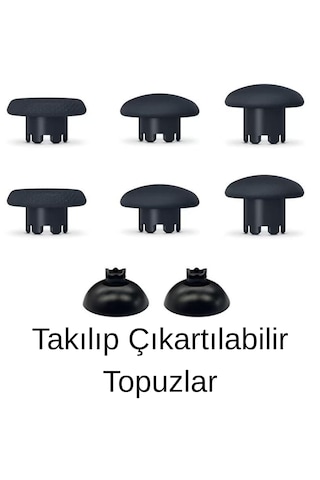 Ps5 Edge Uyumlu Profesyonel 6'sı 1 Arada Değiştirilebilir Analog Topuz Seti - Farklı Boyut Ve Yüzey Seçenekli Joystik Mantar Başlık Siyah
