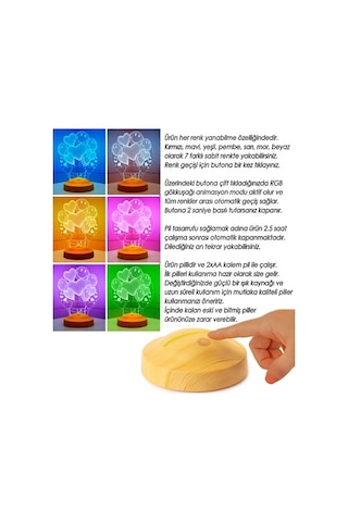 Sevgiliye Eşe Hediye 3D Smiley Kalpler Küre 3 Boyutlu Led Lamba