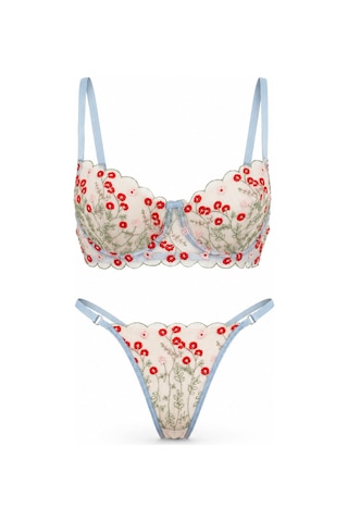 Capella By P Flora Çiçekli Mavi Desteksiz Bralet Takım Mavi - 909099802 Mavi