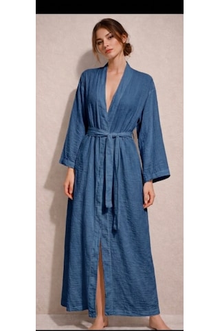 Estewomanfashion Müslin %100 Pamuk Kimono & Kaftan Koyu İndigo