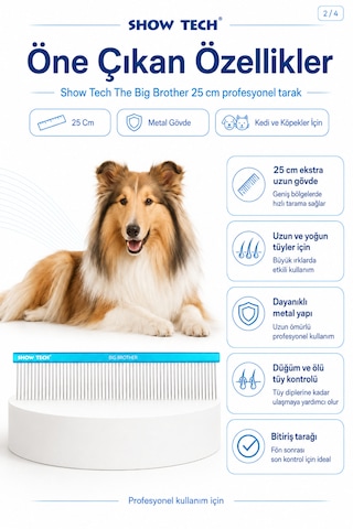 Showtech The Big Brother Yoğun Tüylü Köpekler İçin Tarak 25 Cm
