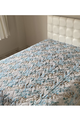 Kapitoneli Battal Boy Çok Amaçlı Örtü Pike Mavi 200x220 Cm Çok Renkli