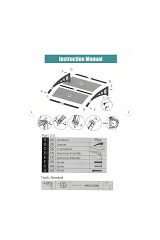 Kapı Üstü Pratik Sundurma 200 X 80 Cm Gri Ayak Şeffaf Levha Gri