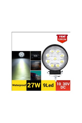 Led Far Yuvarlak 9 Led 27 Watt Siyah 3010506