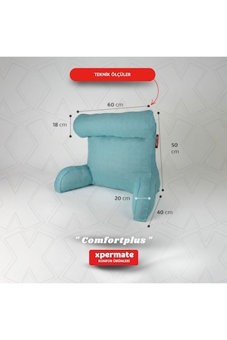 Xpermate TV Yastığı Kollu Okuma Yastığı Sırt Destek Yastığı Yatakta Oturma Kitap Okuma Yastığı Mavi