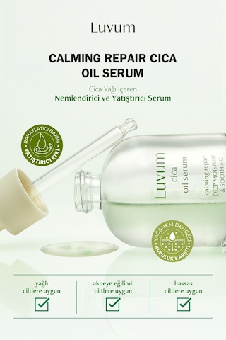 Luvum Nemlendirici ve Yatıştırıcı Cica Yağı İçeren Yüz Serumu LUVUM Cica Oil Serum