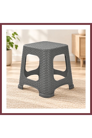 Storeşahin Antrasit Küçük Rattan Tabure Shn0720