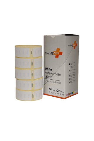 Ecotagplus Dymo Muadili Etiket - 54 Mm X 25 Mm - 5 X 500 Adet - Eko Paket - 11352 1