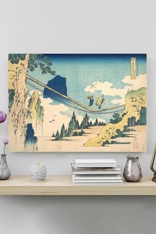 Pster20256 The Suspension Bridge - Katsushika Hokusai Sanatsal Poster 70 X 100