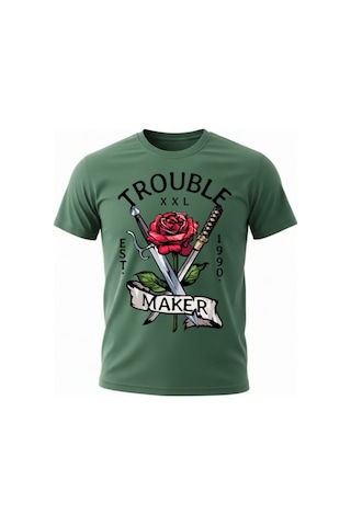 Urbantrendstore Unisex Beyaz Oversize Fit Rahat Geniş Salaş T-shirt Günlük Tişört Yeşil
