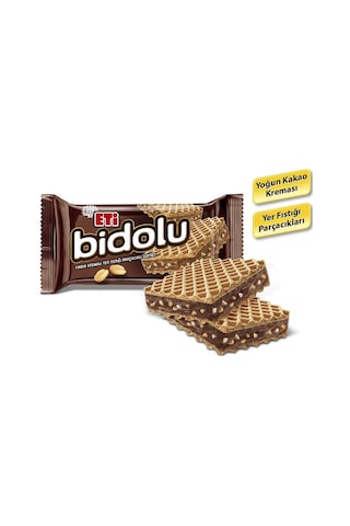Eti Bidolu Fındık Kremalı Yer Fıstığı Parçacıklı Gofret 24 x 36 G