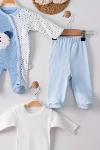 Cojans Ayıcık Nakışlı Tulumlu % 100 Pamuk Erkek Bebek 5'li Set Çok Renkli