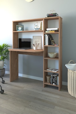 Bofigo Kitaplıklı Çalışma Masası Çocuk Çalışma Masası Bilgisayar Çalışma Masası Çam Çam