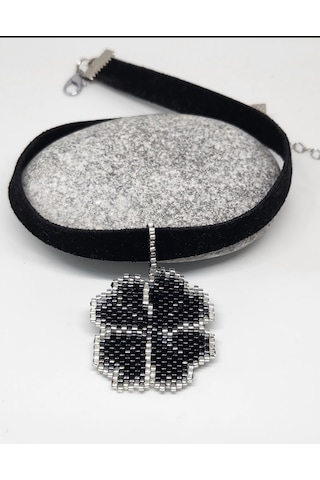 Miyuki Siyah Yonca Choker Kolye 01 - Siyah