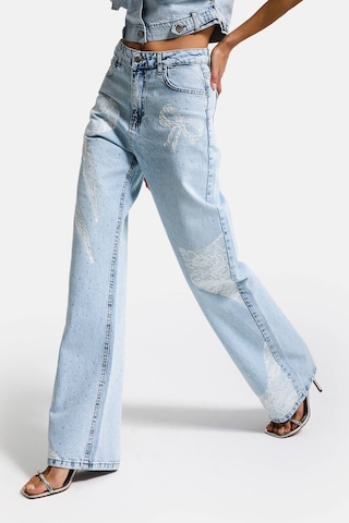 Itsbasic Kadın Ice T-4s6-3 Straight Fit Taş Ve Dantel Detaylı Özel Tasarım Denim Jean Buz Mavi