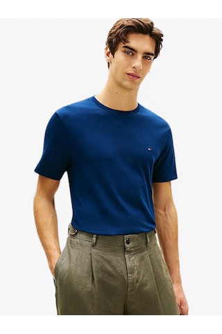Tommy Hilfiger Lıght Interlock Tee Erkek Mavi T-shirt - Mw0mw37508