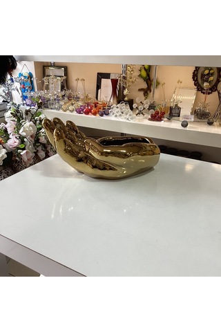 Dekoratif Biblo El Seramik Gold Renk