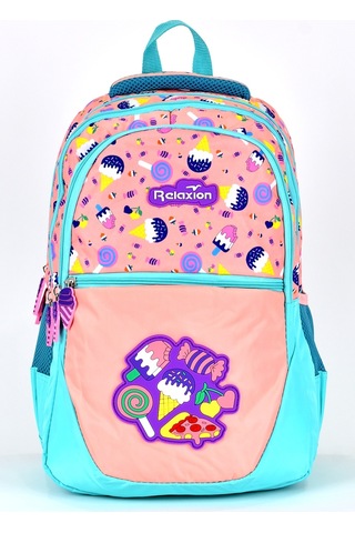 Elatae Ortopedik Çok Gözlü İlkokul Sırt Çantası Ve Beslenme Çantası Seti Dondurma Desenli 1350