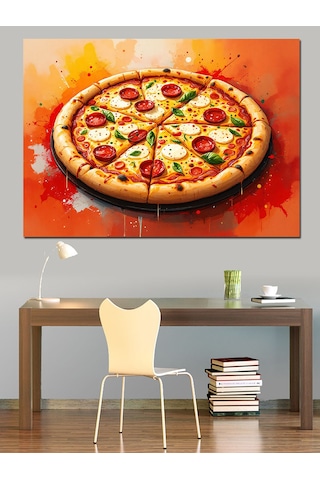 Lezzetli Büyük Pizza Dekoratif Kanvas - Mdf Ahşap Tablo