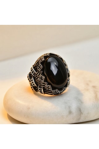 Blackcraft Oltu Taşı Kral Erkek Yüzük Renkli