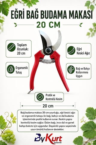 Bykurt Bağ Budama Makası 210 MM Kırmızı