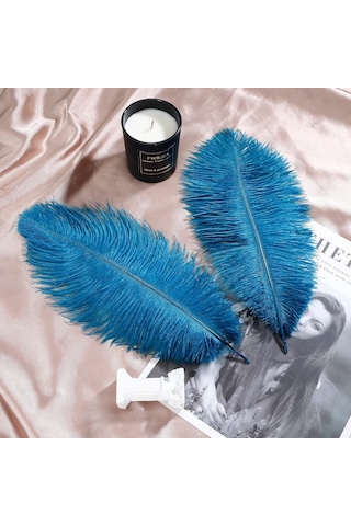 Kuzey Oyuncak 3 Adet Büyük Boy 35 Cm Açık Mavi Deve Kuşu Tüyü Light Blue Ostrıch Feather Dekor Açık Mavi Kuş Tüyü 5+