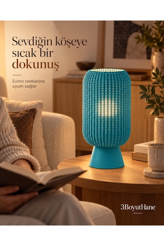 Modern Dekoratif Masa Lambası Salon Ve Yatak Odası İçin Abajur, 10 Renk Seçeneği, E14 Led Uyumlu Mavi