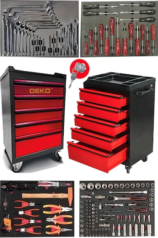 Deko Turkey Dkt185xl İçi Dolu 185 Parça 5 Çekmece Alet Dolabı