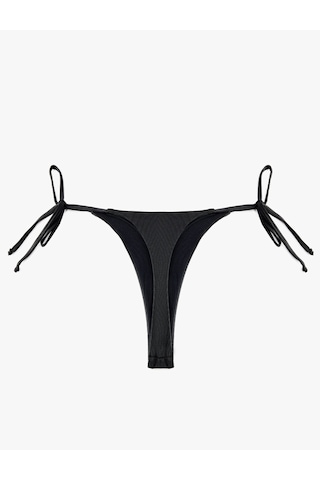 Koton Yanları Bağlamalı Parlak İpli String Mikro Bikini Altı Siyah 6sak00197mm