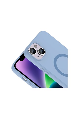 Apple iPhone Uyumlu 13 Kılıf M-safe Şarj Özellikli Zore Aris Silikon Kapak - Baby Blue