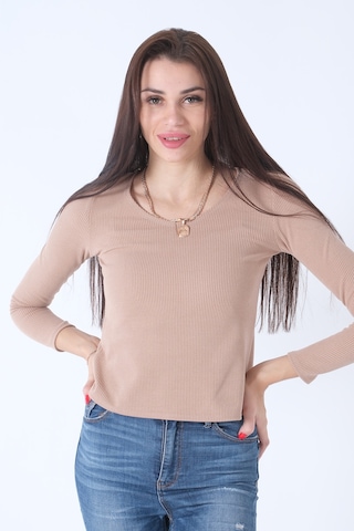 Feminist Bej Örme V Yaka Kazak 0103012.55 Bej