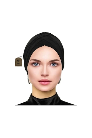 Üç Bantlı Bone Dış Bone Hijab Tesettür Siyah Hazır Sandy Kumaş Çok Renkli