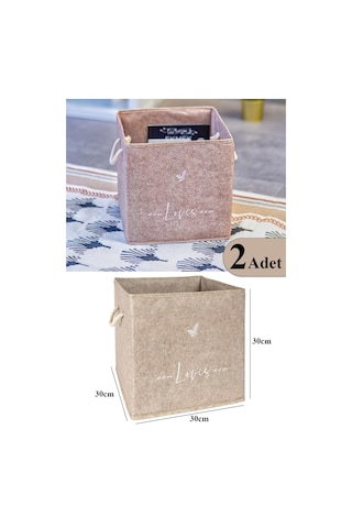 2 Adet Keçe Raf Organizer Dolap Düzenleyici Bej 30x30x30 Bej
