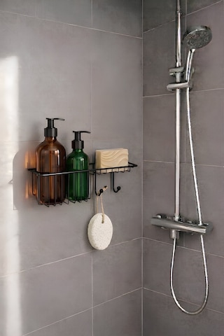 Sas Haus Siyah Banyo Düzenleyici Şampuanlık, Duş Rafı, 30,5x11x9,5 Cm Yapıştır/vidala - Aş-01 Siyah