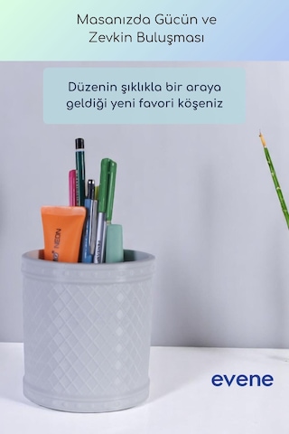 Kalemlik Masa Kalemliği Organizer Kalemlik Beyaz Renk Model 90 Çok Renkli