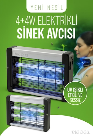 Sinek Öldürücü 4+4w Uv Işıklı Büyük Boy Elektrikli Sinek Avcısı Sessiz Ve Etkili Böcek Öldürücü Ciha