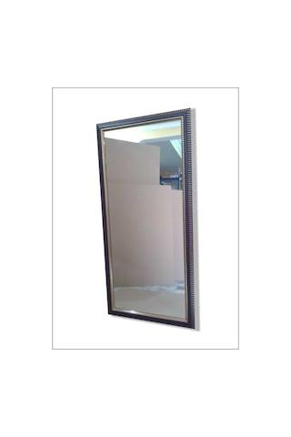 110X55Cm Ahşap Çerçeveli Yaldızlı Kahverengi Cam Boy Aynası Ahşap