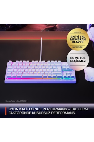 Steelseries Apex 3 Tkl Rgb Suya Ve Toza Dayanıklı Türkçe Gaming Klavye Lila