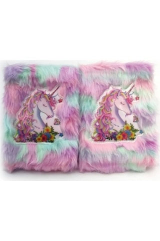 Çiçekli Unicorn Tasarımlı Peluş Hatıra Defteri