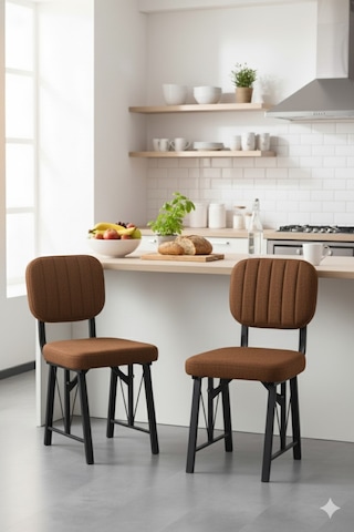 Elfin 70x110cm Sabit Efes Yemek Masası, Yemek Masası Takımı, Mutfak Masası, 4 Kahverengi Sandalye Kahverengi