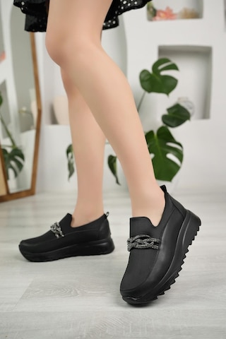 Nesil Shoes Wiss 1130 Siyah Strech Taşlı Kadın Ayakkabı-siyah Siyah