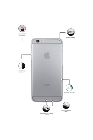 Apple Uyumlu iPhone 6 Plus Kamera Korumalı Tıpalı Şeffaf Silikon Kılıf