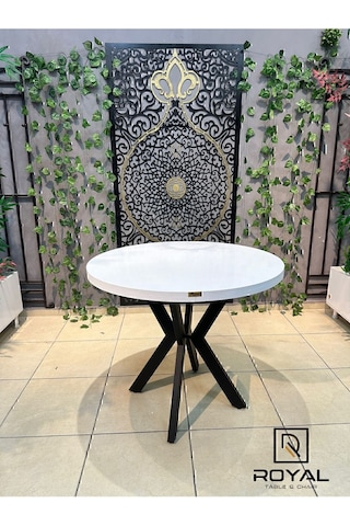 Royal 4 Kişilik Masa Sandalye Takımı Beyaz Teddy Gri